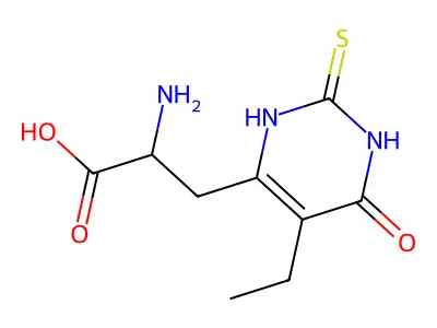 2-amino-3-(5-ethyl-4-oxo-2-sulfanylidene-1H-pyrimidin-6-yl)propanoic acid structure