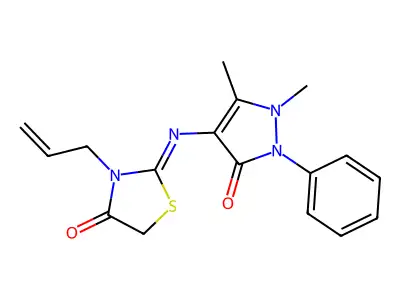 2-[(2,3-Dihydro-1,5-dimethyl-3-oxo-2-phenyl-1H-pyrazol-4-yl)imino]-3-(2-propen-1-yl)-4-thiazolidinone structure