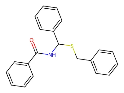 Benzamide, N-[phenyl[(phenylmethyl)thio]methyl]- structure