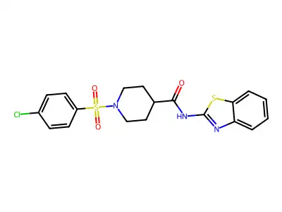 N-(benzo[d]thiazol-2-yl)-1-((4-chlorophenyl)sulfonyl)piperidine-4-carboxamide structure