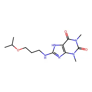 8-[(3-isopropoxypropyl)amino]-1,3-dimethyl-3,7-dihydro-1H-purine-2,6-dione structure