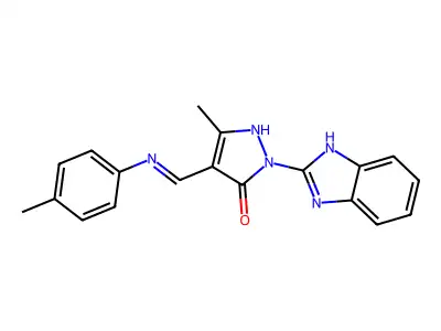 (4E)-2-(1H-benzimidazol-2-yl)-5-methyl-4-{[(4-methylphenyl)amino]methylidene}-2,4-dihydro-3H-pyrazol-3-one structure