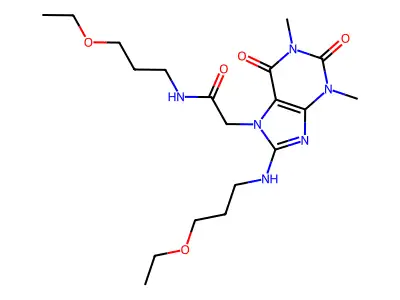 N-(3-ethoxypropyl)-2-{8-[(3-ethoxypropyl)amino]-1,3-dimethyl-2,6-dioxo-1,2,3,6-tetrahydro-7H-purin-7-yl}acetamide structure
