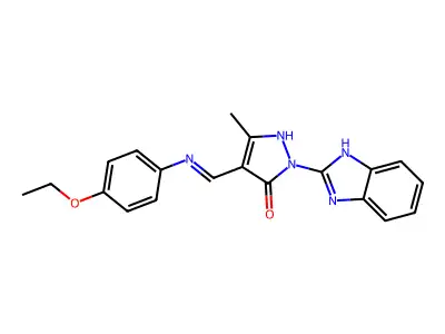 (4E)-2-(1H-benzimidazol-2-yl)-4-{[(4-ethoxyphenyl)amino]methylidene}-5-methyl-2,4-dihydro-3H-pyrazol-3-one structure