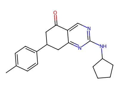 2-(cyclopentylamino)-7-(4-methylphenyl)-7,8-dihydro-6H-quinazolin-5-one structure