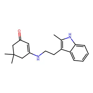 5,5-dimethyl-3-[2-(2-methyl-1H-indol-3-yl)ethylamino]cyclohex-2-en-1-one structure