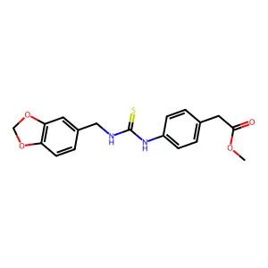 Methyl (4-{[(1,3-benzodioxol-5-ylmethyl)carbamothioyl]amino}phenyl)acetate structure