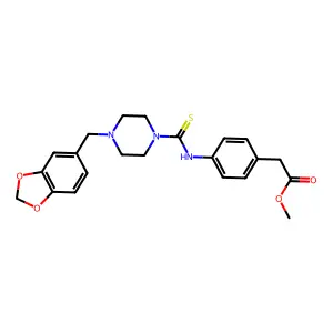 methyl [4-({[4-(1,3-benzodioxol-5-ylmethyl)-1-piperazinyl]carbothioyl}amino)phenyl]acetate structure
