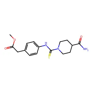 Methyl (4-{[(4-carbamoylpiperidin-1-yl)carbonothioyl]amino}phenyl)acetate structure