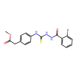 methyl {4-[({2-[(2-bromophenyl)carbonyl]hydrazinyl}carbonothioyl)amino]phenyl}acetate structure