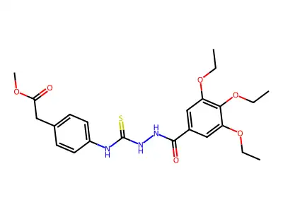 methyl {4-[({2-[(3,4,5-triethoxyphenyl)carbonyl]hydrazinyl}carbonothioyl)amino]phenyl}acetate structure
