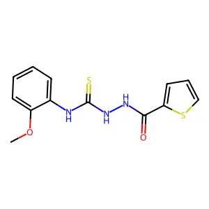 N-(2-methoxyphenyl)-2-(thiophen-2-ylcarbonyl)hydrazinecarbothioamide structure