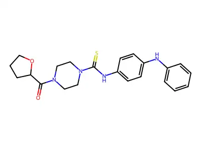 Oxolan-2-yl 4-({[4-(phenylamino)phenyl]amino}thioxomethyl)piperazinyl ketone structure