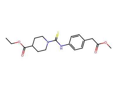 Ethyl 1-[[4-(2-methoxy-2-oxoethyl)phenyl]carbamothioyl]piperidine-4-carboxylate structure