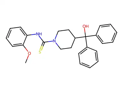 4-[hydroxy(diphenyl)methyl]-N-(2-methoxyphenyl)piperidine-1-carbothioamide structure
