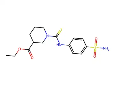 Ethyl 1-[(4-sulfamoylphenyl)carbamothioyl]piperidine-3-carboxylate structure