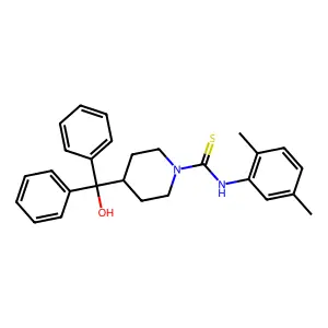 N-(2,5-dimethylphenyl)-4-[hydroxy(diphenyl)methyl]piperidine-1-carbothioamide structure