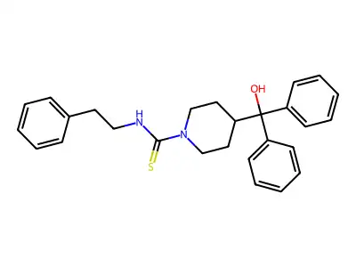 4-[hydroxy(diphenyl)methyl]-N-(2-phenylethyl)-1-piperidinecarbothioamide structure