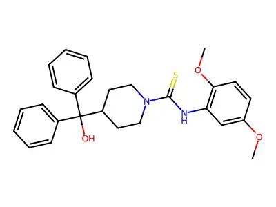 N-(2,5-dimethoxyphenyl)-4-[hydroxy(diphenyl)methyl]piperidine-1-carbothioamide structure