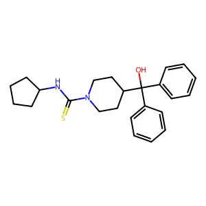 N-cyclopentyl-4-[hydroxy(diphenyl)methyl]piperidine-1-carbothioamide structure