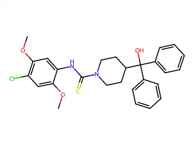 N-(4-chloro-2,5-dimethoxyphenyl)-4-[hydroxy(diphenyl)methyl]piperidine-1-carbothioamide structure