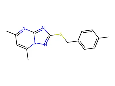 5,7-Dimethyl-2-[(4-methylbenzyl)thio][1,2,4]triazolo[1,5-a]pyrimidine structure