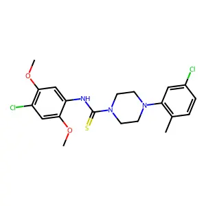 N-(4-chloro-2,5-dimethoxyphenyl)-4-(5-chloro-2-methylphenyl)piperazine-1-carbothioamide structure