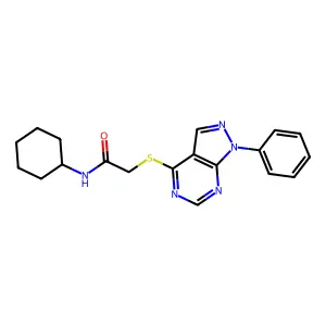 N-cyclohexyl-2-({1-phenyl-1H-pyrazolo[3,4-d]pyrimidin-4-yl}sulfanyl)acetamide structure