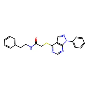 N-phenethyl-2-((1-phenyl-1H-pyrazolo[3,4-d]pyrimidin-4-yl)thio)acetamide structure