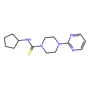 N-cyclopentyl-4-(2-pyrimidinyl)-1-piperazinecarbothioamide structure