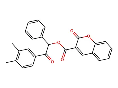 2-(3,4-dimethylphenyl)-2-oxo-1-phenylethyl 2-oxo-2H-chromene-3-carboxylate structure
