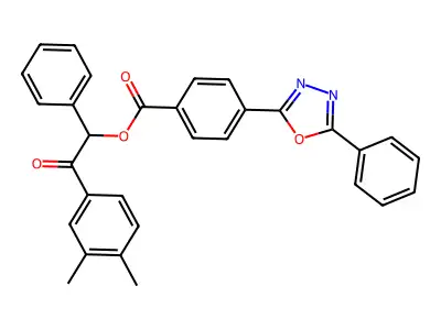 2-(3,4-dimethylphenyl)-2-oxo-1-phenylethyl 4-(5-phenyl-1,3,4-oxadiazol-2-yl)benzoate structure