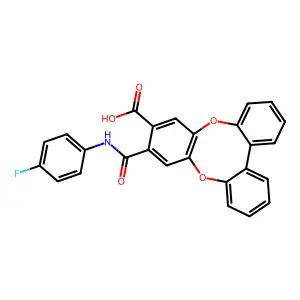 8-[(4-Fluoroanilino)carbonyl]tribenzo[b,e,g][1,4]dioxocine-7-carboxylic acid structure