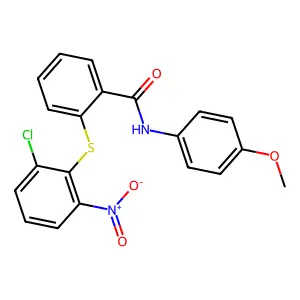 2-(2-chloro-6-nitrophenyl)sulfanyl-N-(4-methoxyphenyl)benzamide structure