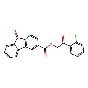 2-(2-chlorophenyl)-2-oxoethyl 9-oxo-9H-fluorene-3-carboxylate structure