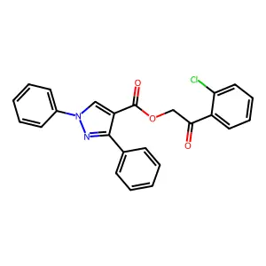 2-(2-chlorophenyl)-2-oxoethyl 1,3-diphenyl-1H-pyrazole-4-carboxylate structure