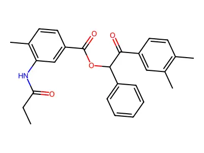 2-(3,4-Dimethylphenyl)-2-oxo-1-phenylethyl 4-methyl-3-(propanoylamino)benzoate structure