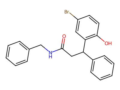 N-benzyl-3-(5-bromo-2-hydroxyphenyl)-3-phenylpropanamide structure