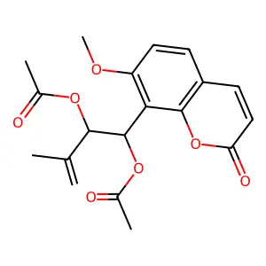 [2-Acetyloxy-1-(7-methoxy-2-oxochromen-8-yl)-3-methylbut-3-enyl] acetate structure