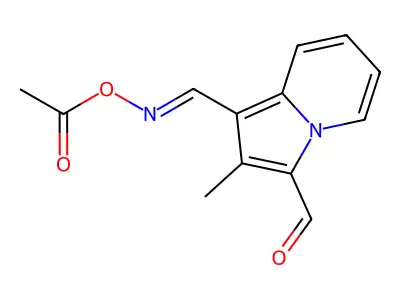 [(E)-(3-formyl-2-methylindolizin-1-yl)methylideneamino] acetate structure
