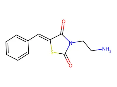 (5E)-3-(2-aminoethyl)-5-benzylidene-1,3-thiazolidine-2,4-dione structure