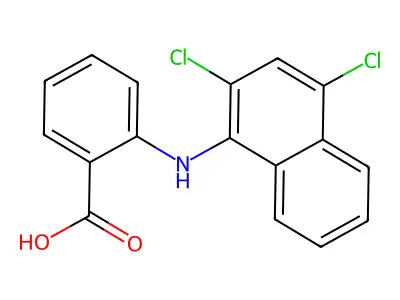 Benzoic acid, 2-((2,4-dichloro-1-naphthalenyl)amino)- structure