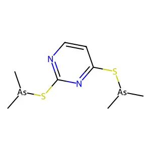 (2-Dimethylarsanylsulfanylpyrimidin-4-yl)sulfanyl-dimethylarsane structure