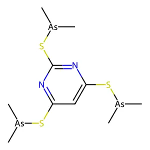 Arsinothious acid, dimethyl-, 2,4,6-pyrimidinetriyl ester structure