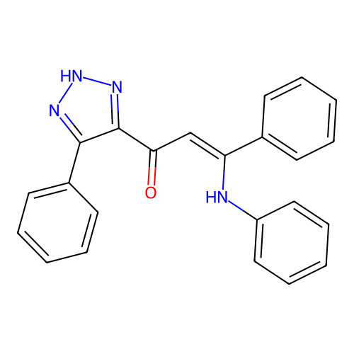 3-Phenyl-3-(phenylamino)-1-(5-phenyl-1H-1,2,3-triazol-4-yl)-2-propen-1-one structure