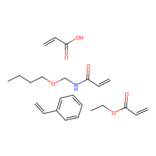 N-(butoxymethyl)prop-2-enamide;ethyl prop-2-enoate;prop-2-enoic acid;styrene structure
