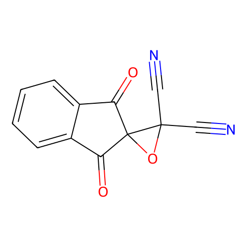 Oxirane-2,2'-spiroindane-1,1-dicarbonitrile, 1'3'-dioxo- structure