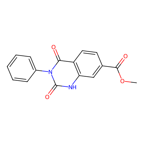Methyl 2,4-dioxo-3-phenyl-1,2,3,4-tetrahydroquinazoline-7-carboxylate structure