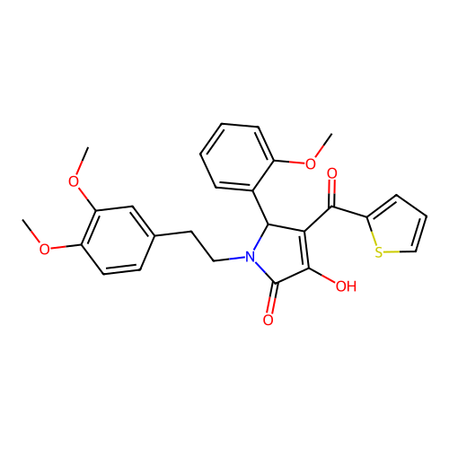 1-[2-(3,4-dimethoxyphenyl)ethyl]-4-hydroxy-2-(2-methoxyphenyl)-3-(thiophene-2-carbonyl)-2H-pyrrol-5-one structure