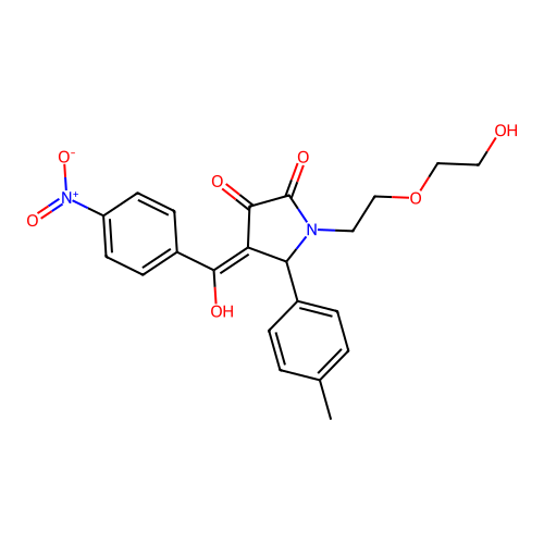 (4E)-1-[2-(2-hydroxyethoxy)ethyl]-4-[hydroxy(4-nitrophenyl)methylidene]-5-(4-methylphenyl)pyrrolidine-2,3-dione structure